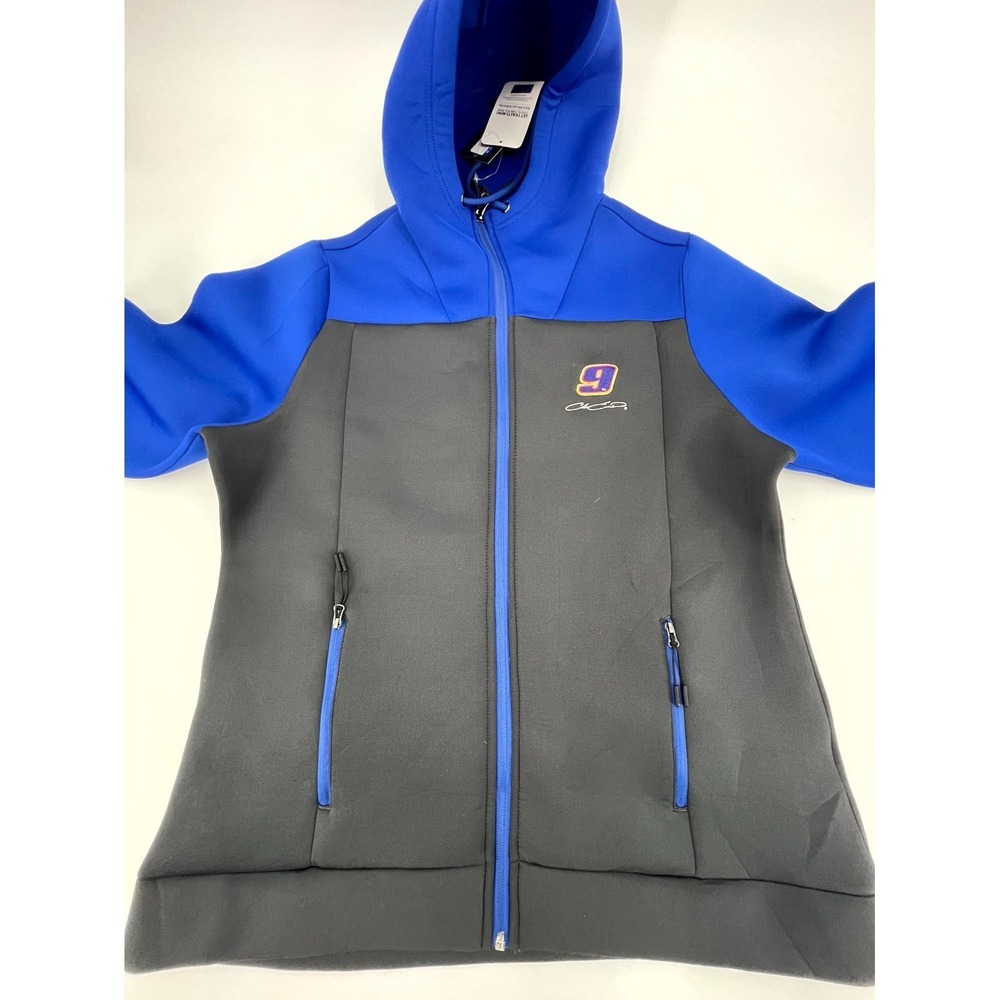 Antigua Jacket Womens XL Blue Black Chase Elliott Logo Stretch Hooded Full Zip - Picture 2 of 12
